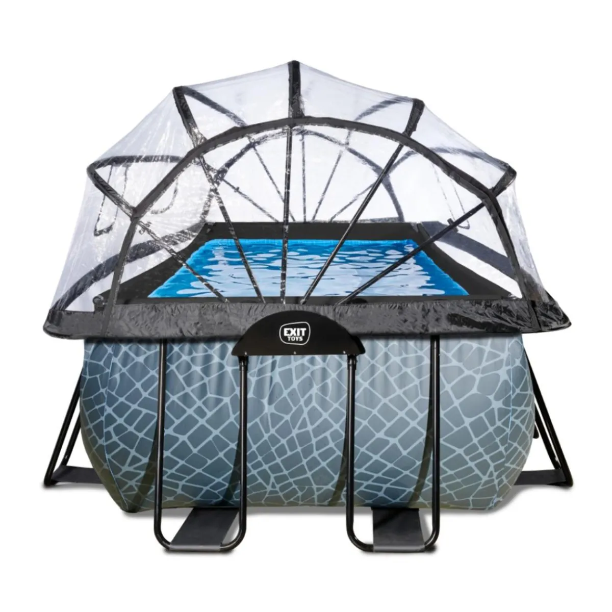 Discount Exit - Piscina Stone gris 400 x 200 x 122 cm con filtro de arena, cúpula y bomba de calor Juguetes De Verano|Piscinas