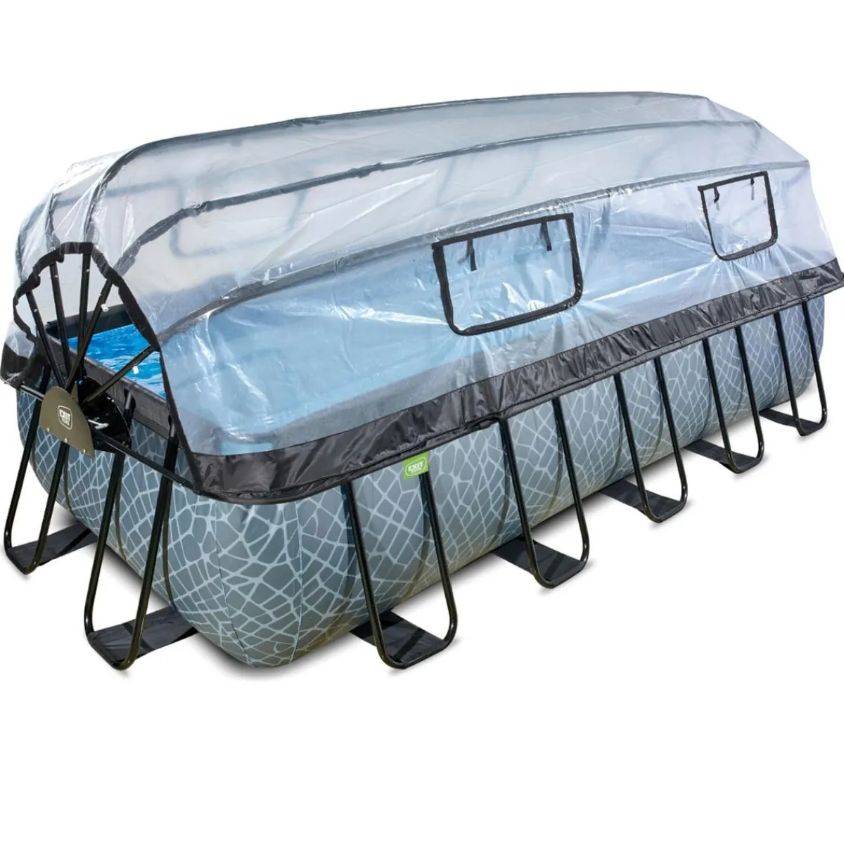 Discount Exit - Piscina Stone gris 540 x 250 x 122 cm con filtro de arena, cúpula y bomba de calor Piscinas|Juguetes De Verano