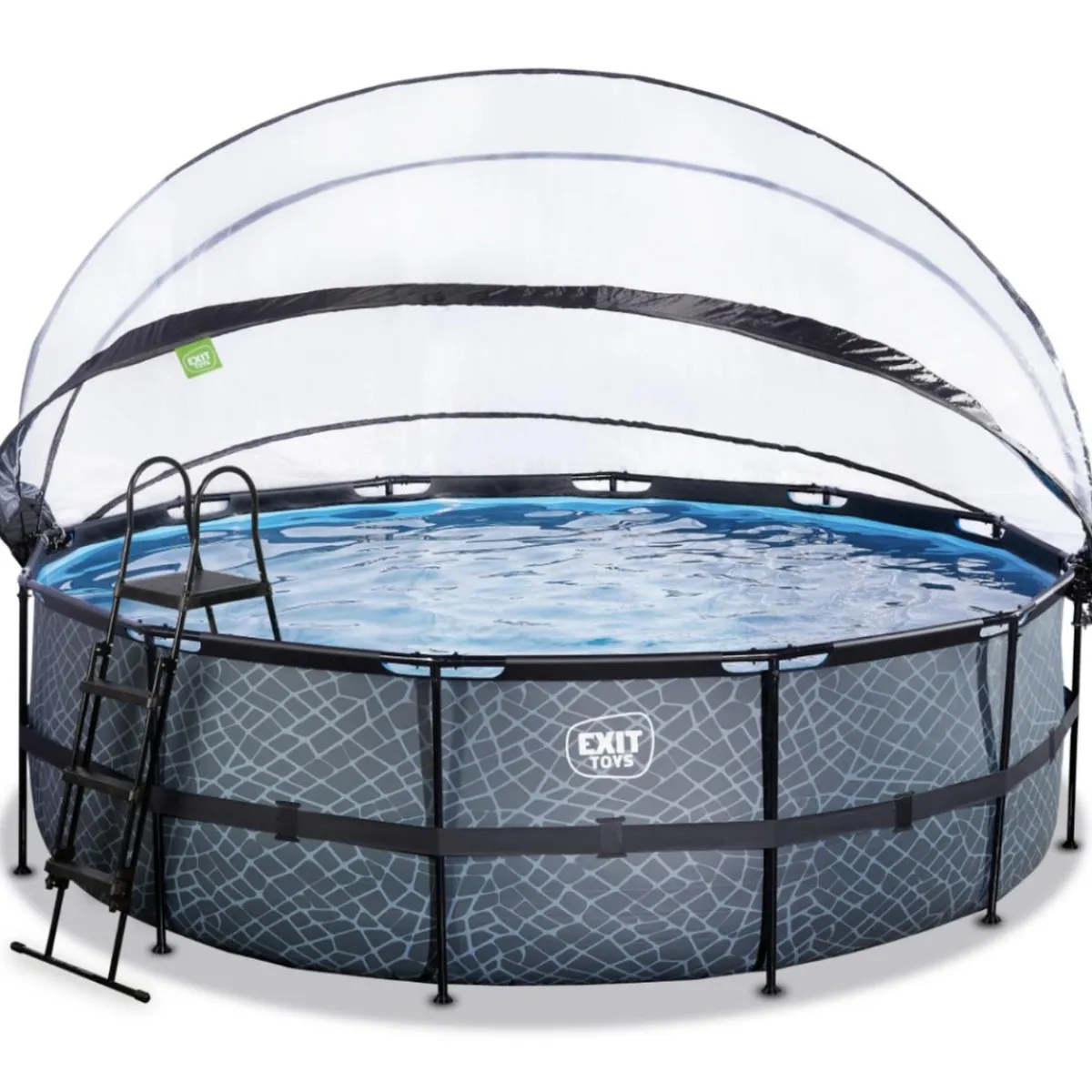 Clearance Exit - Piscina Stone gris diámetro 450 x 122 cm con filtro de arena, cúpula y bomba de calor Juguetes De Verano|Piscinas