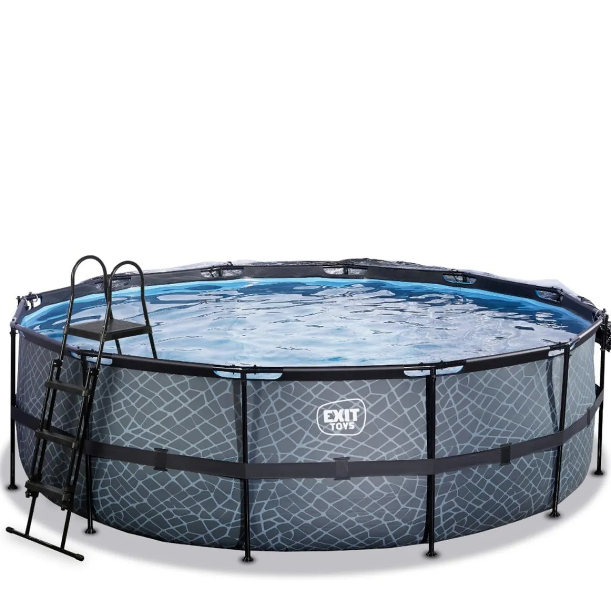 Clearance Exit - Piscina Stone gris diámetro 450 x 122 cm con filtro de arena, cúpula y bomba de calor Juguetes De Verano|Piscinas