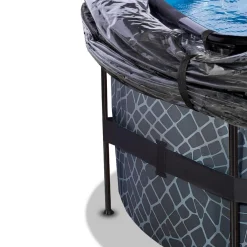 Clearance Exit - Piscina Stone gris diámetro 450 x 122 cm con filtro de arena, cúpula y bomba de calor Juguetes De Verano|Piscinas