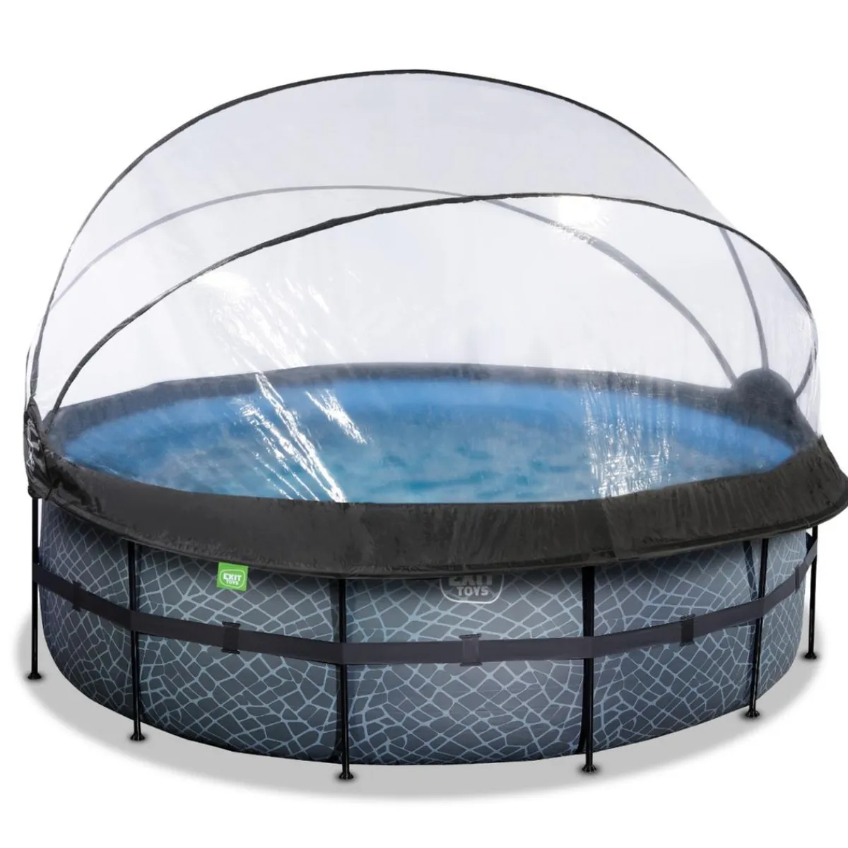 Exit - Piscina Stone gris diámetro 427 x 122 cm con filtro de arena y cúpula Piscinas|Juguetes De Verano