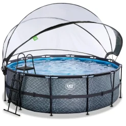 Exit - Piscina Stone gris diámetro 427 x 122 cm con filtro de arena y cúpula Piscinas|Juguetes De Verano