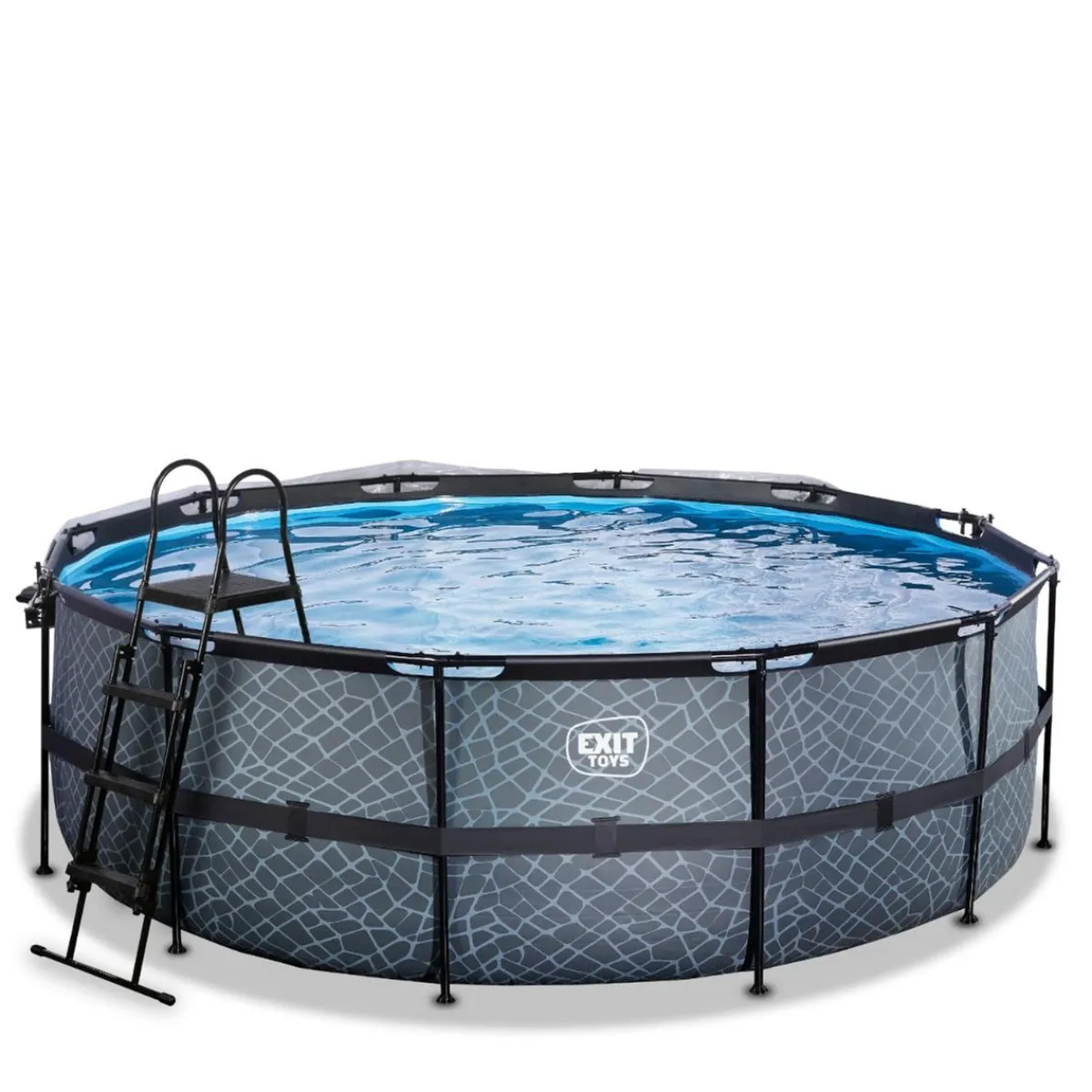 Exit - Piscina Stone gris diámetro 427 x 122 cm con filtro de arena y cúpula Piscinas|Juguetes De Verano