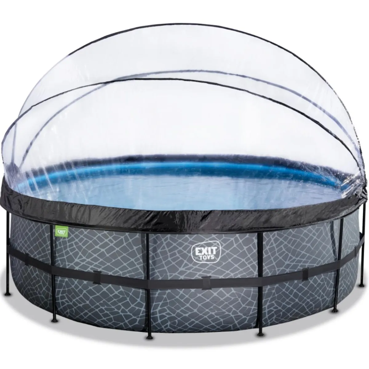 Online Exit - Piscina Stone gris diámetro 450 x 122 cm con filtro de arena y cúpula Piscinas|Juguetes De Verano