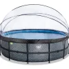New Exit - Piscina Stone gris diámetro 488 x 122 cm con filtro de arena, cúpula y bomba de calor Piscinas|Juguetes De Verano
