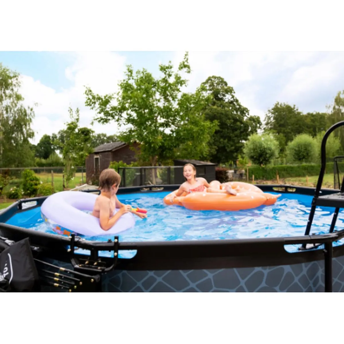 EXIT - Piscina Stone redonda 360 cm con escalera y bomba de filtro*Exit Toys Sale