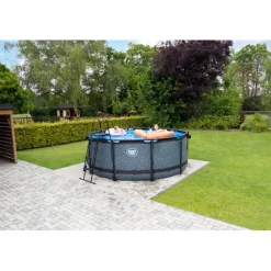 EXIT - Piscina Stone redonda 360 cm con escalera y bomba de filtro*Exit Toys Sale