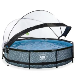 Best EXIT - Piscina Stone redonda 360 cm con cúpula y bomba de filtro Piscinas|Juguetes De Verano