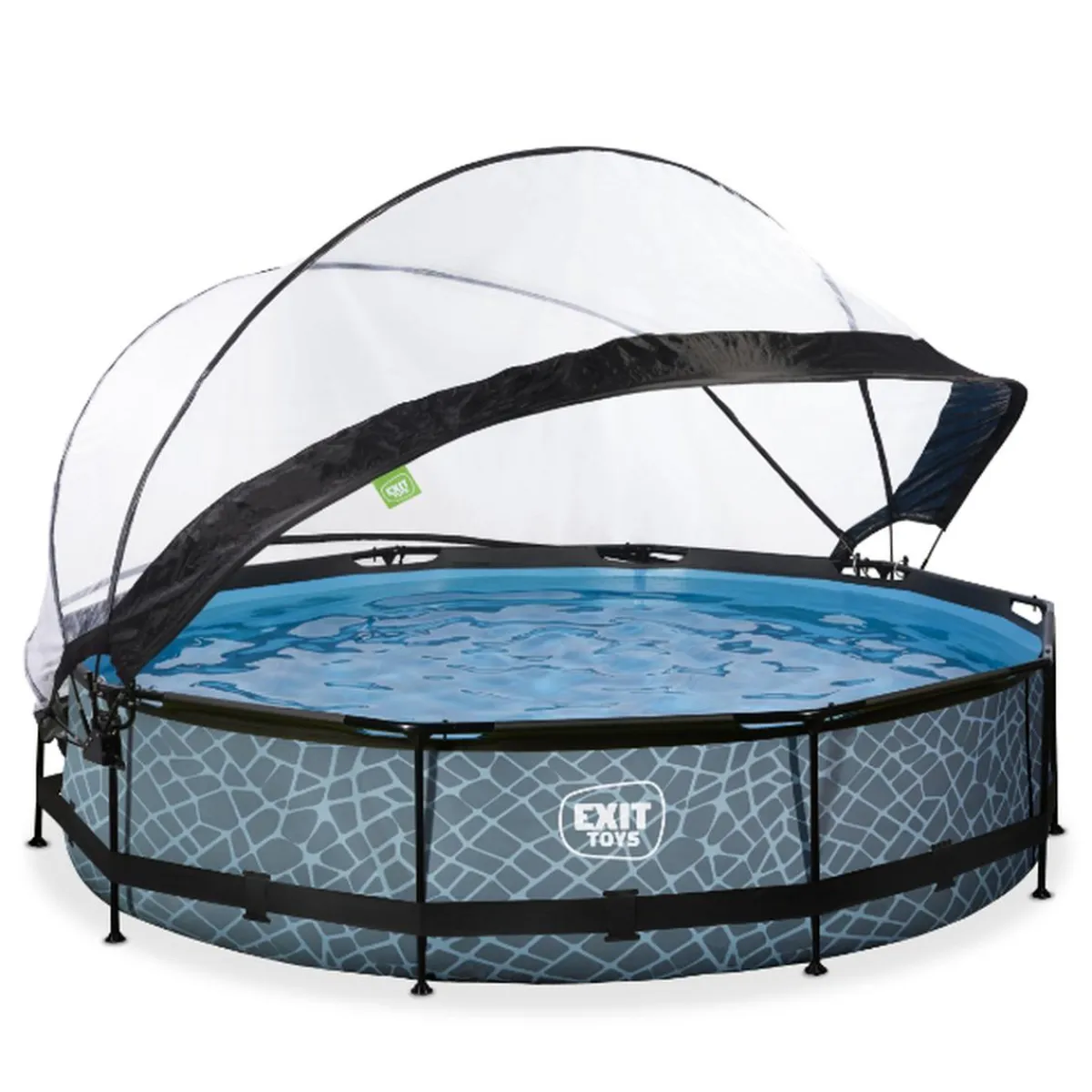 Best EXIT - Piscina Stone redonda 360 cm con cúpula y bomba de filtro Piscinas|Juguetes De Verano