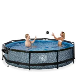Best EXIT - Piscina Stone redonda 360 cm con cúpula y bomba de filtro Piscinas|Juguetes De Verano