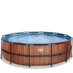 Exit - Piscina Wood efecto madera diámetro 450 x 122 cm con filtro de cartucho*Exit Toys New