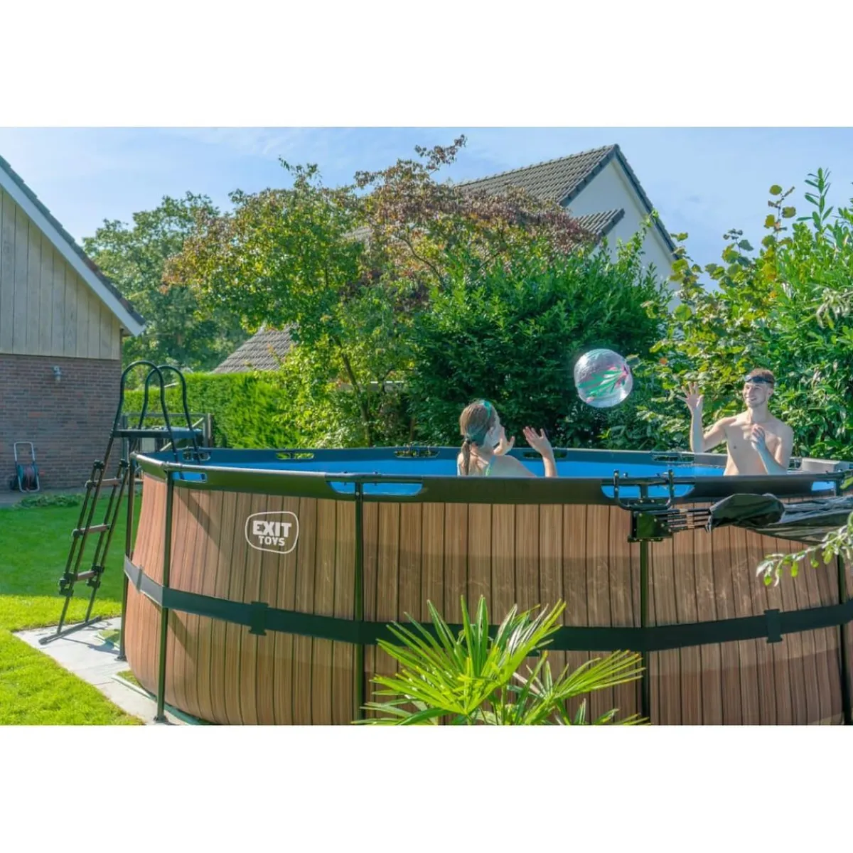 Exit - Piscina Wood efecto madera diámetro 450 x 122 cm con filtro de cartucho*Exit Toys New