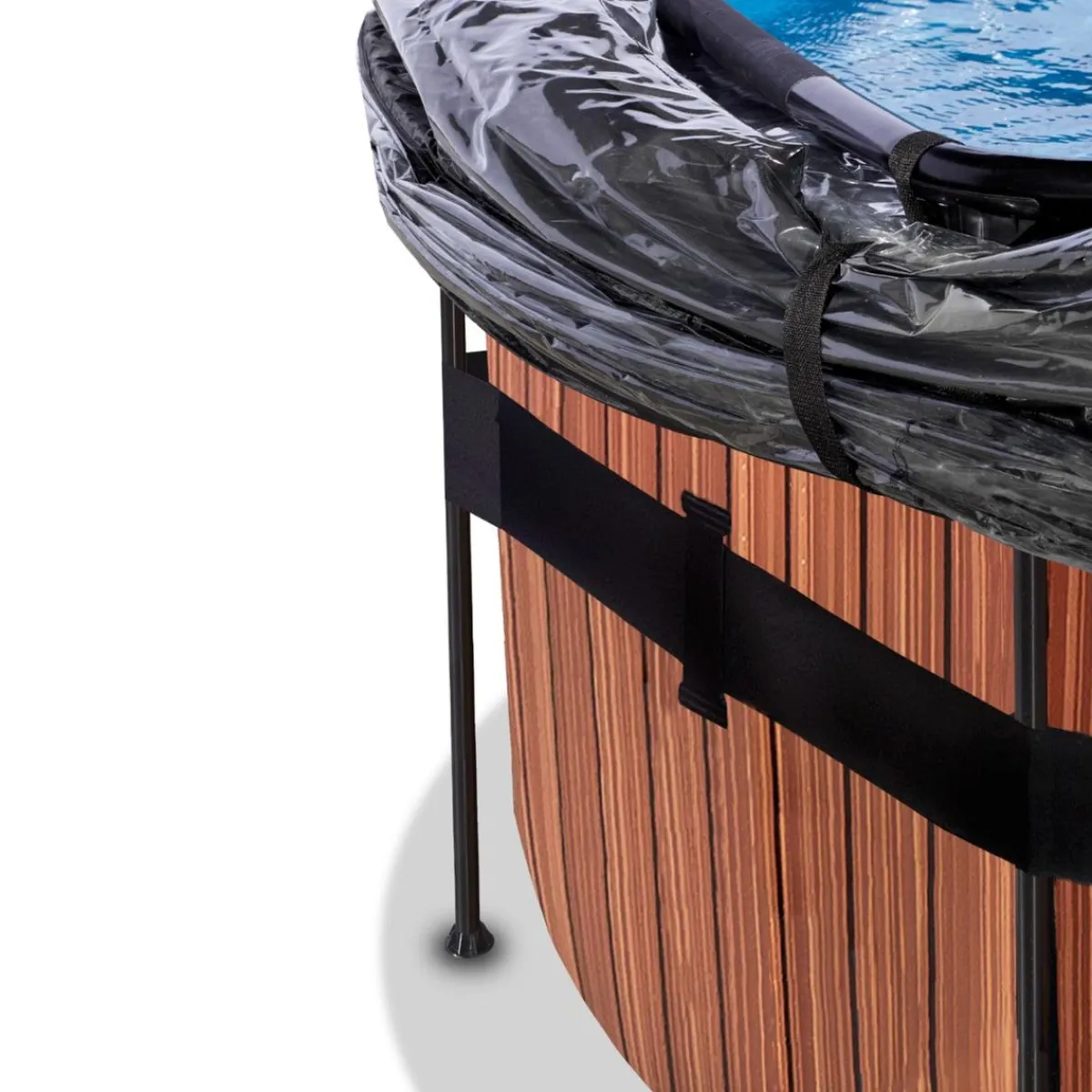 New Exit - Piscina Wood efecto madera diámetro 450 x 122 cm con filtro de arena y cúpula Piscinas|Juguetes De Verano
