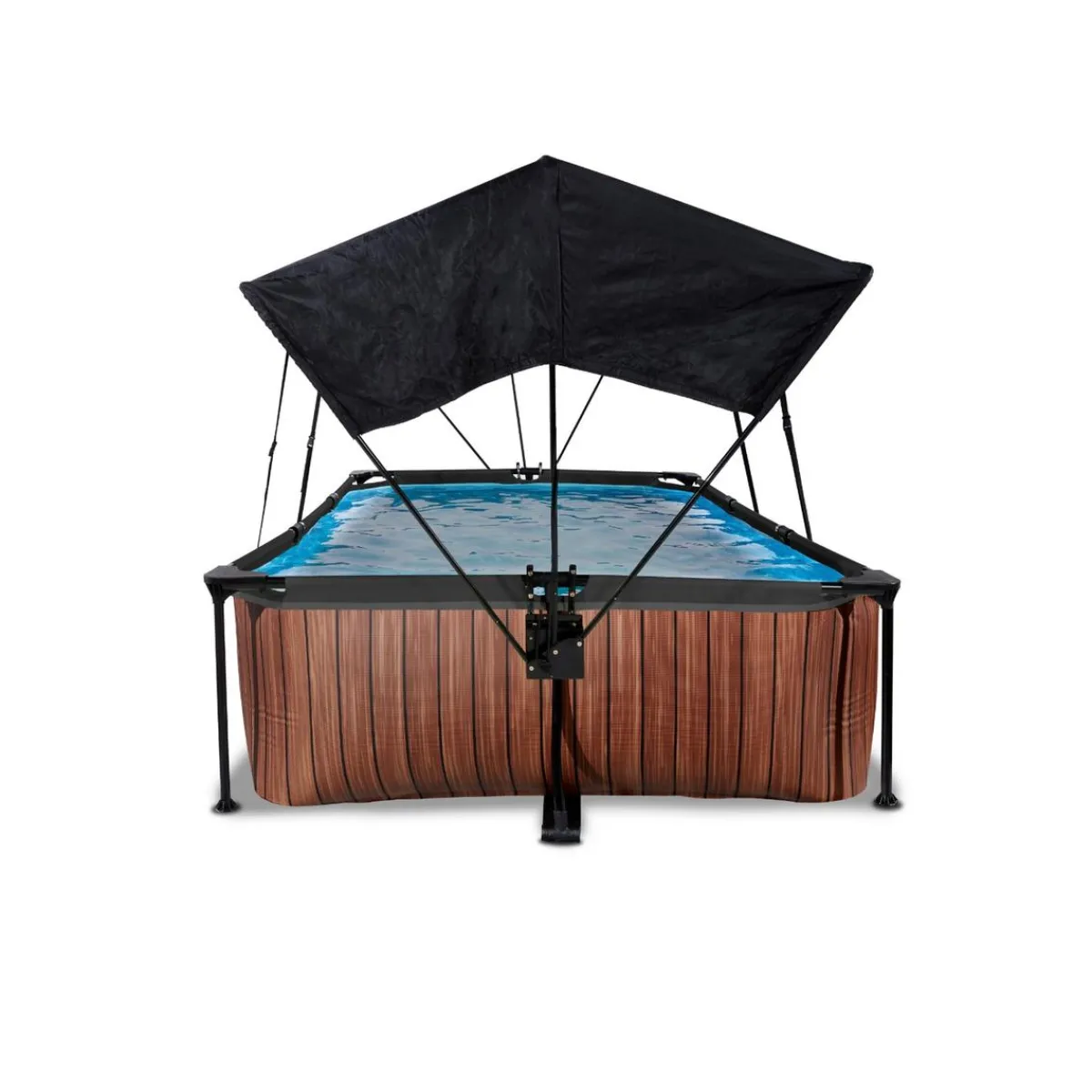 Online Exit - Piscina Wood efecto madera 220 x 150 x 65 cm con filtro y toldo negro Piscinas|Juguetes De Verano