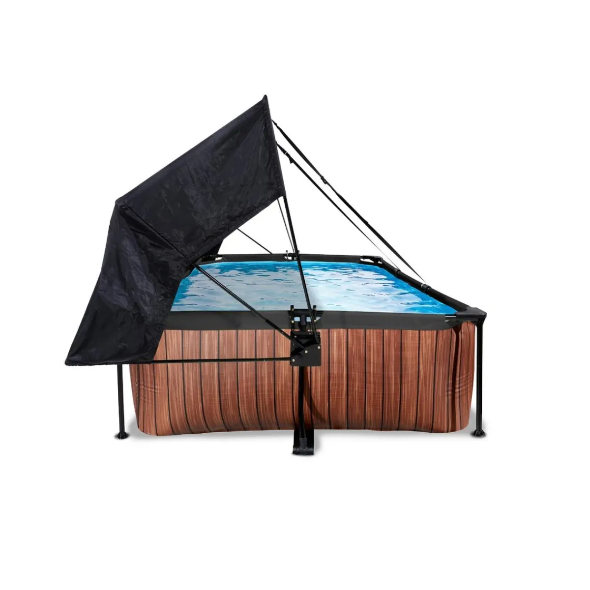 Online Exit - Piscina Wood efecto madera 220 x 150 x 65 cm con filtro y toldo negro Piscinas|Juguetes De Verano