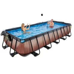 Online Exit - Piscina Wood efecto madera 540 x 250 x 100 cm con filtro de arena y cúpula Piscinas|Juguetes De Verano