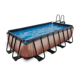 Best Exit - Piscina Wood efecto madera 400 x 200 x 100 cm con filtro de arena Juguetes De Verano|Piscinas