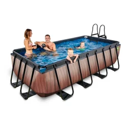 Best Exit - Piscina Wood efecto madera 400 x 200 x 100 cm con filtro de arena Juguetes De Verano|Piscinas