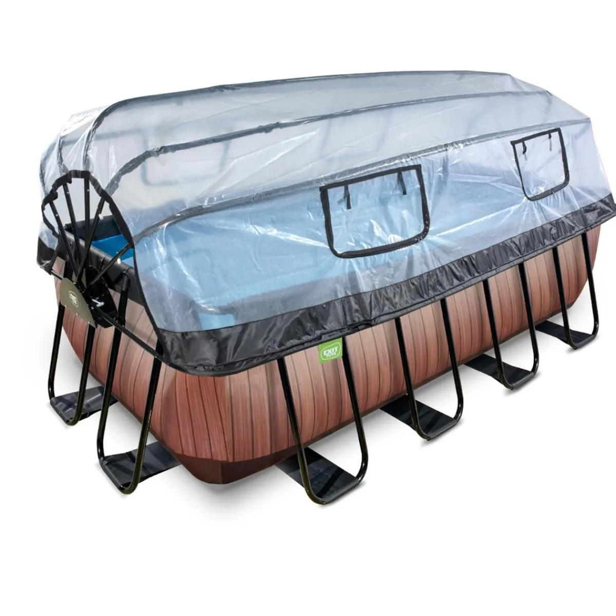Exit - Piscina Wood efecto madera 400 x 200 x 122 cm con filtro de arena y cúpula*Exit Toys Outlet