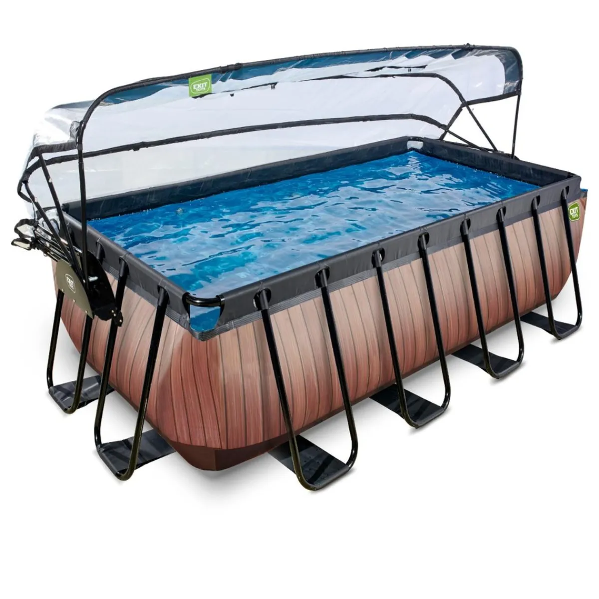 Exit - Piscina Wood efecto madera 400 x 200 x 122 cm con filtro de arena y cúpula*Exit Toys Outlet