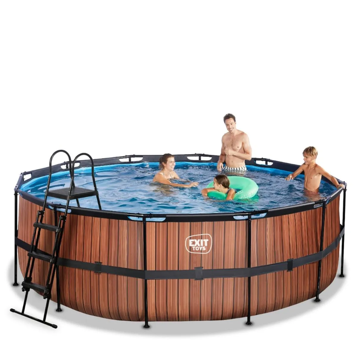 Exit - Piscina Wood efecto madera diámetro 427 x 122 cm con filtro de arena*Exit Toys Discount