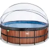 Exit - Piscina Wood efecto madera diámetro 450 x 122 cm con filtro de arena, cúpula y bomba de calor*Exit Toys Online