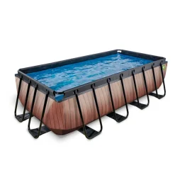 Exit - Piscina Wood efecto madera 400 x 200 x 100 cm con filtro de cartucho*Exit Toys Sale