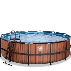 Exit - Piscina Wood efecto madera diámetro 488 x 122 cm con filtro de arena*Exit Toys Discount