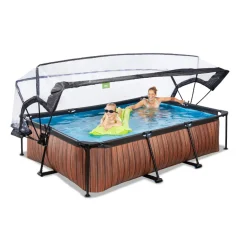 Sale EXIT - Piscina Wood rectangular con cúpula y bomba de filtro 300 x 200 x 65 cm Piscinas|Juguetes De Verano