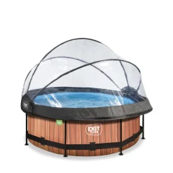 EXIT - Piscina Wood redonda 244 cm con cúpula y bomba de filtro*Exit Toys Hot