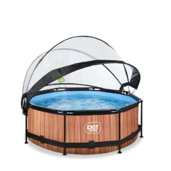 EXIT - Piscina Wood redonda 244 cm con cúpula y bomba de filtro*Exit Toys Hot