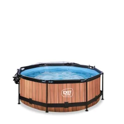 EXIT - Piscina Wood redonda 244 cm con cúpula y bomba de filtro*Exit Toys Hot