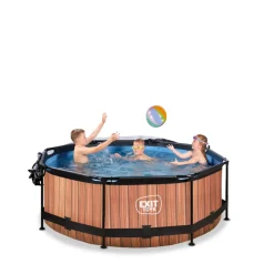 EXIT - Piscina Wood redonda 244 cm con cúpula y bomba de filtro*Exit Toys Hot