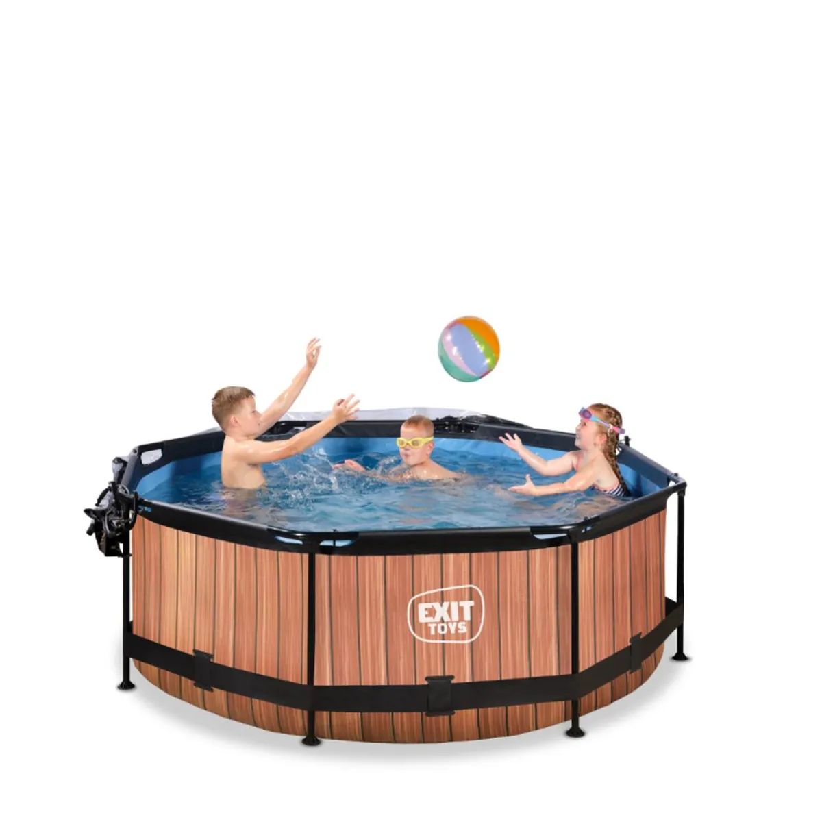 EXIT - Piscina Wood redonda 244 cm con cúpula y bomba de filtro*Exit Toys Hot