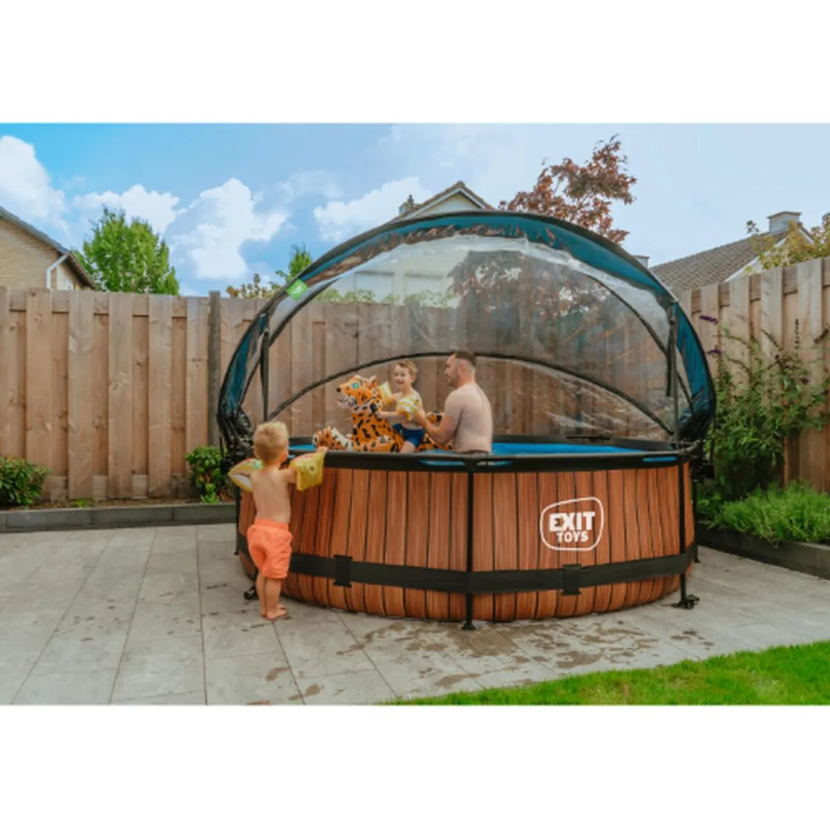 Clearance EXIT - Piscina Wood redonda 300 cm con cúpula y bomba de filtro Piscinas|Juguetes De Verano