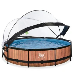 EXIT - Piscina Wood redonda 360 cm con cúpula y bomba de filtro*Exit Toys New