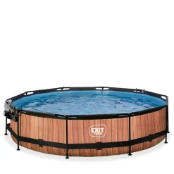EXIT - Piscina Wood redonda 360 cm con cúpula y bomba de filtro*Exit Toys New