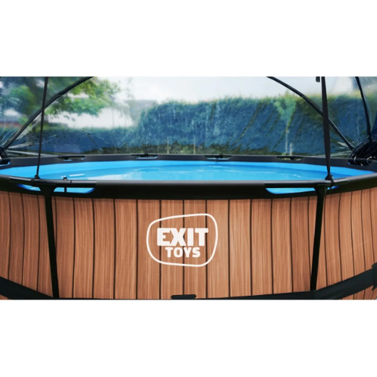 EXIT - Piscina Wood redonda 360 cm con cúpula y bomba de filtro*Exit Toys New