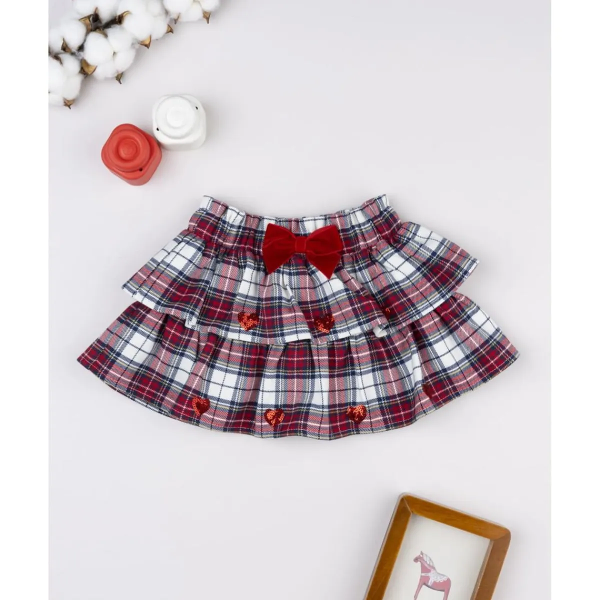 Falda niña tartán con lazo de terciopelo*Prenatal Best