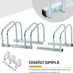 - Aparcamiento para 3 bicicletas Plata*Homcom Discount