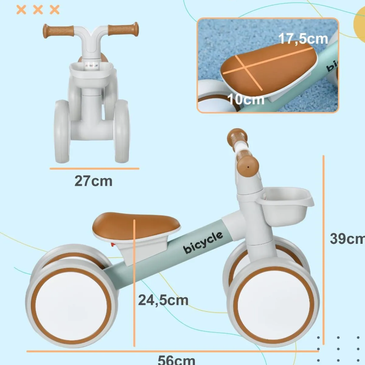 Online Homcom - Bicicleta equilibrio sin pedales 4 ruedas Motos Y Triciclos