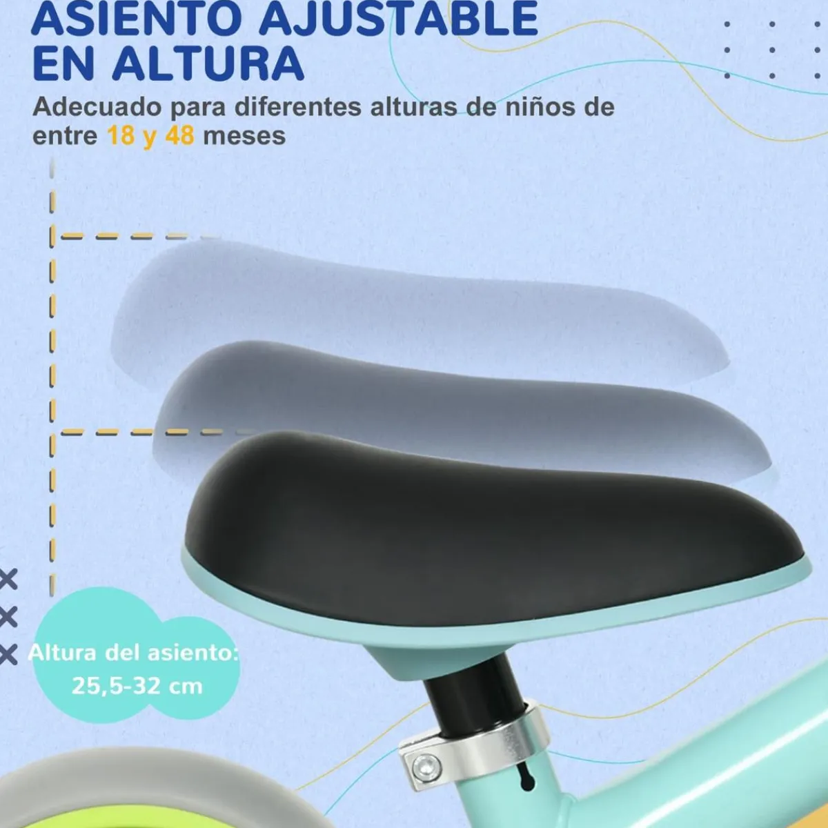 Online Homcom - Bicicleta Equilibrio ajustable Azul Motos Y Triciclos