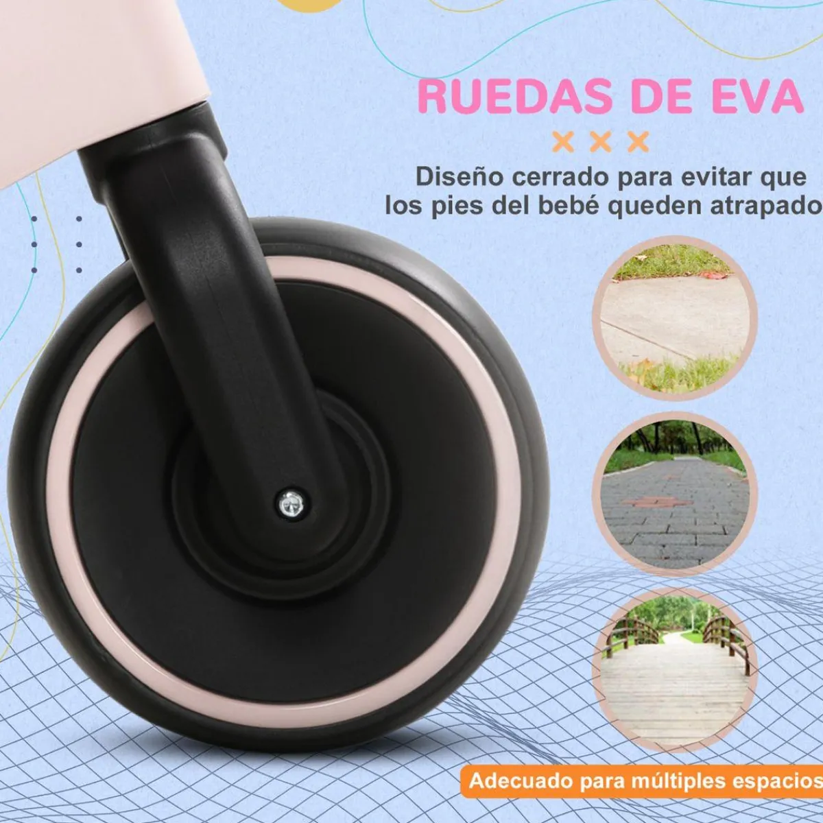 - Bicicleta sin pedales rosa*Homcom