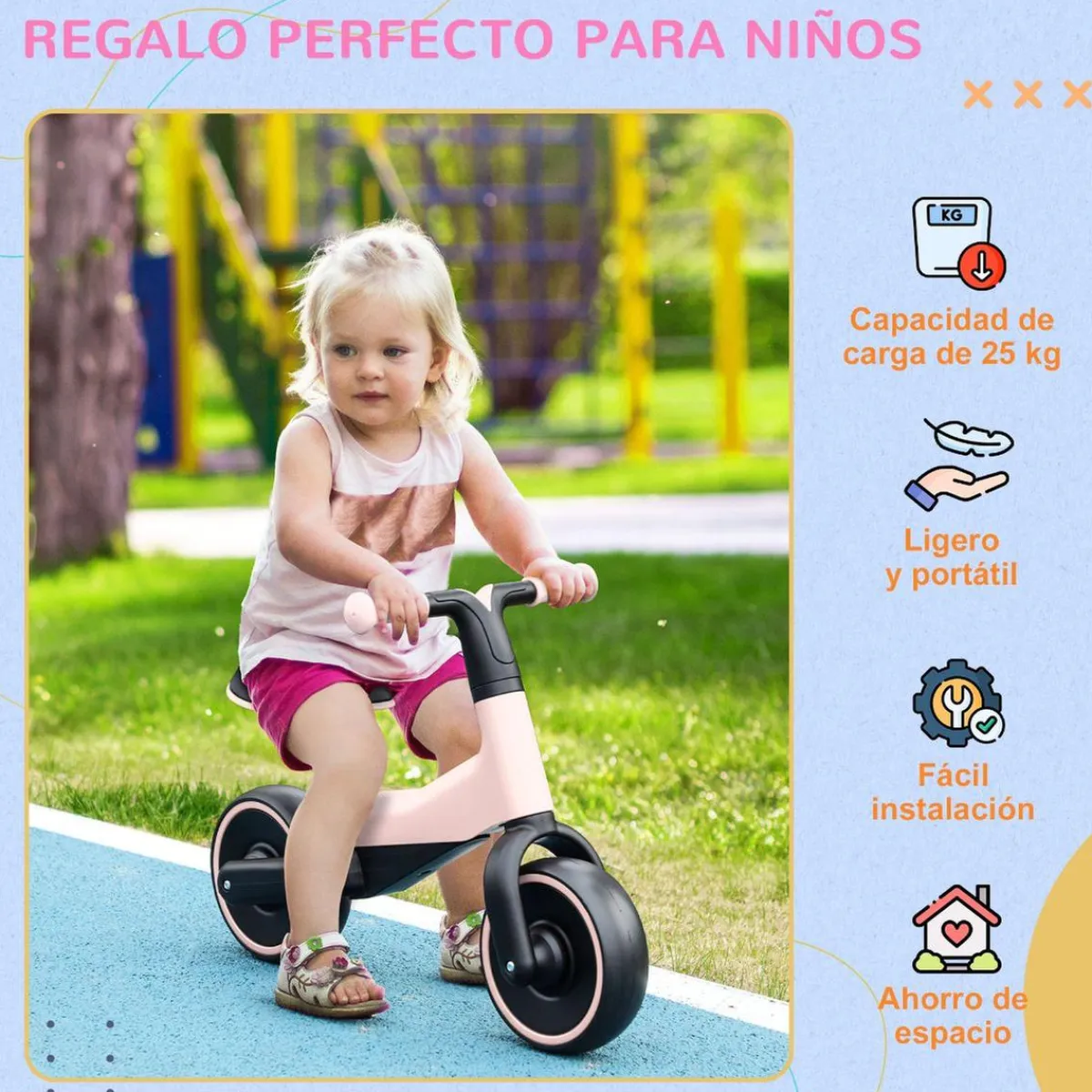 - Bicicleta sin pedales rosa*Homcom
