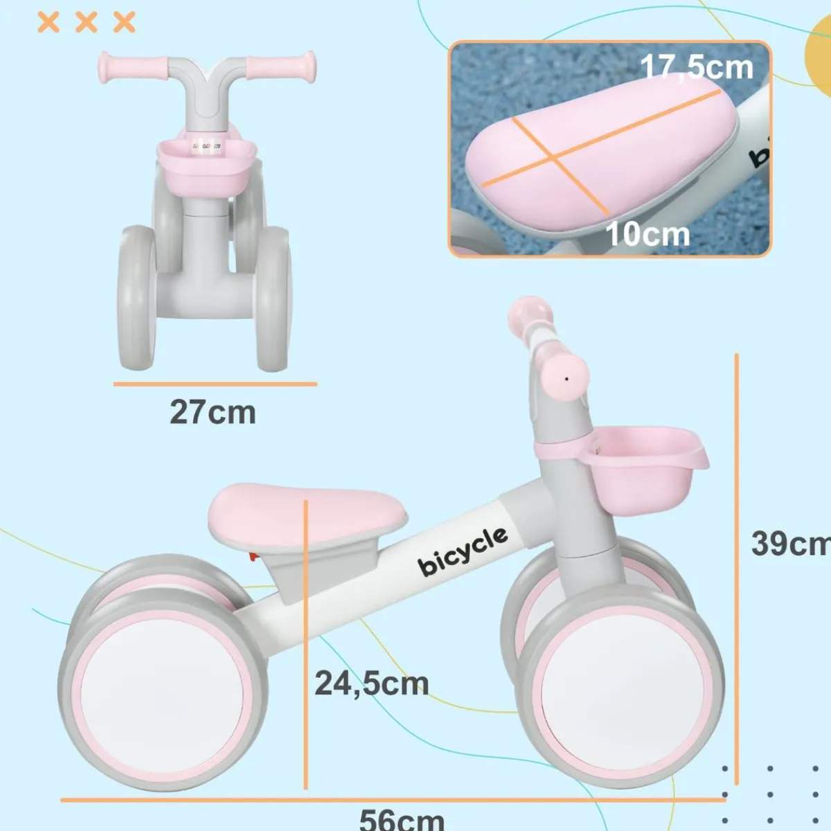 Homcom - Bicicleta sin pedales Rosa*AIYAPLAY New