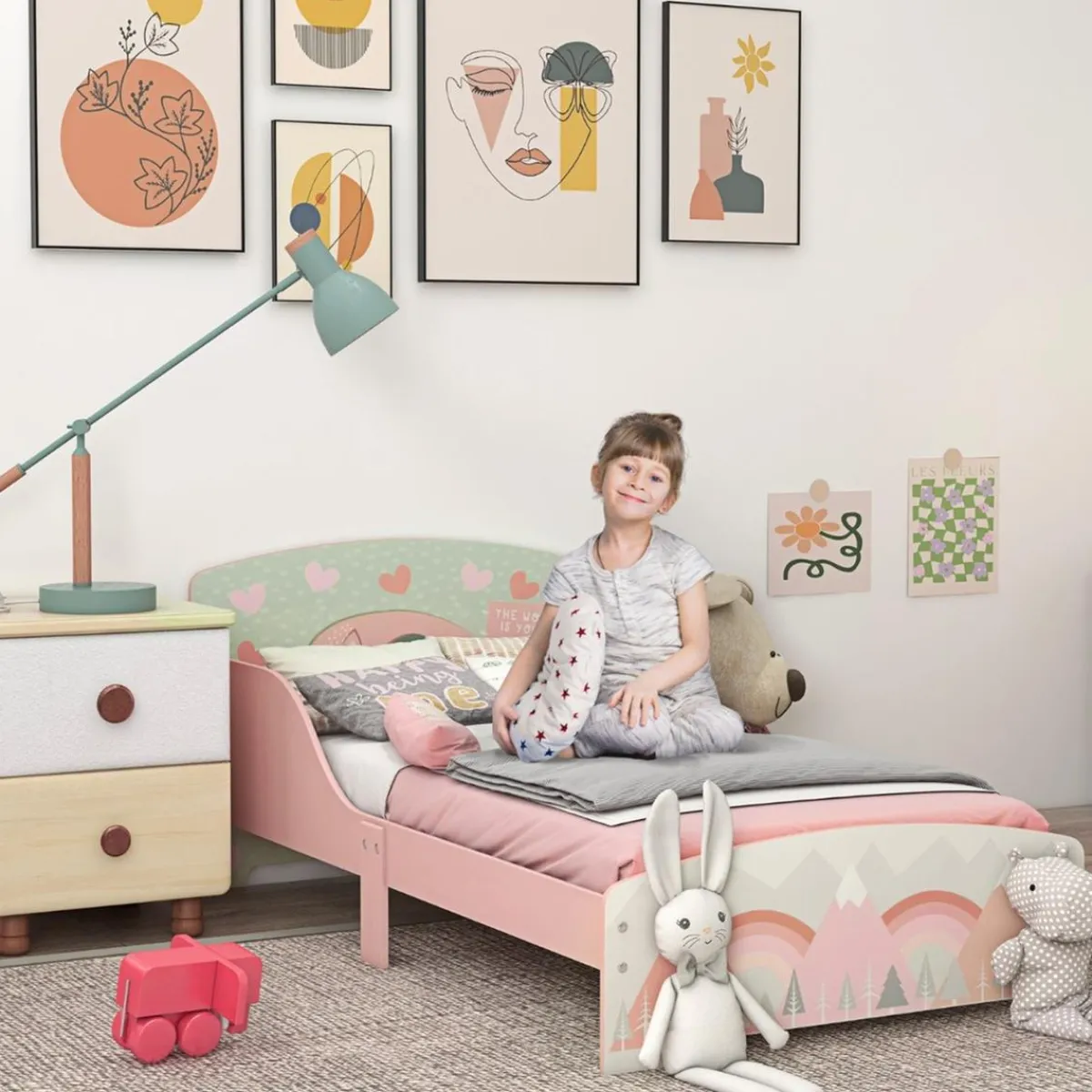 - Cama infantil Montañas Rosa*Homcom Sale