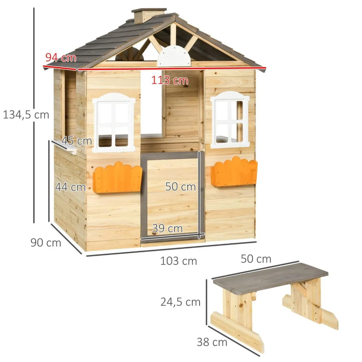Sale - Casita de jardín de madera con maceteros y banquito Casas