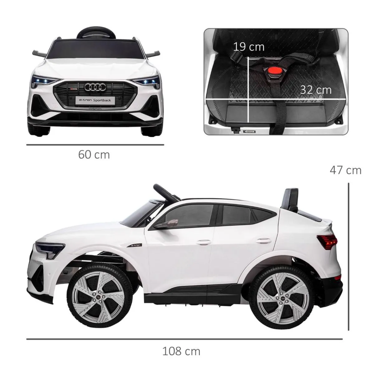 - Coche eléctrico Audi e-tron 12V blanco*Homcom Best