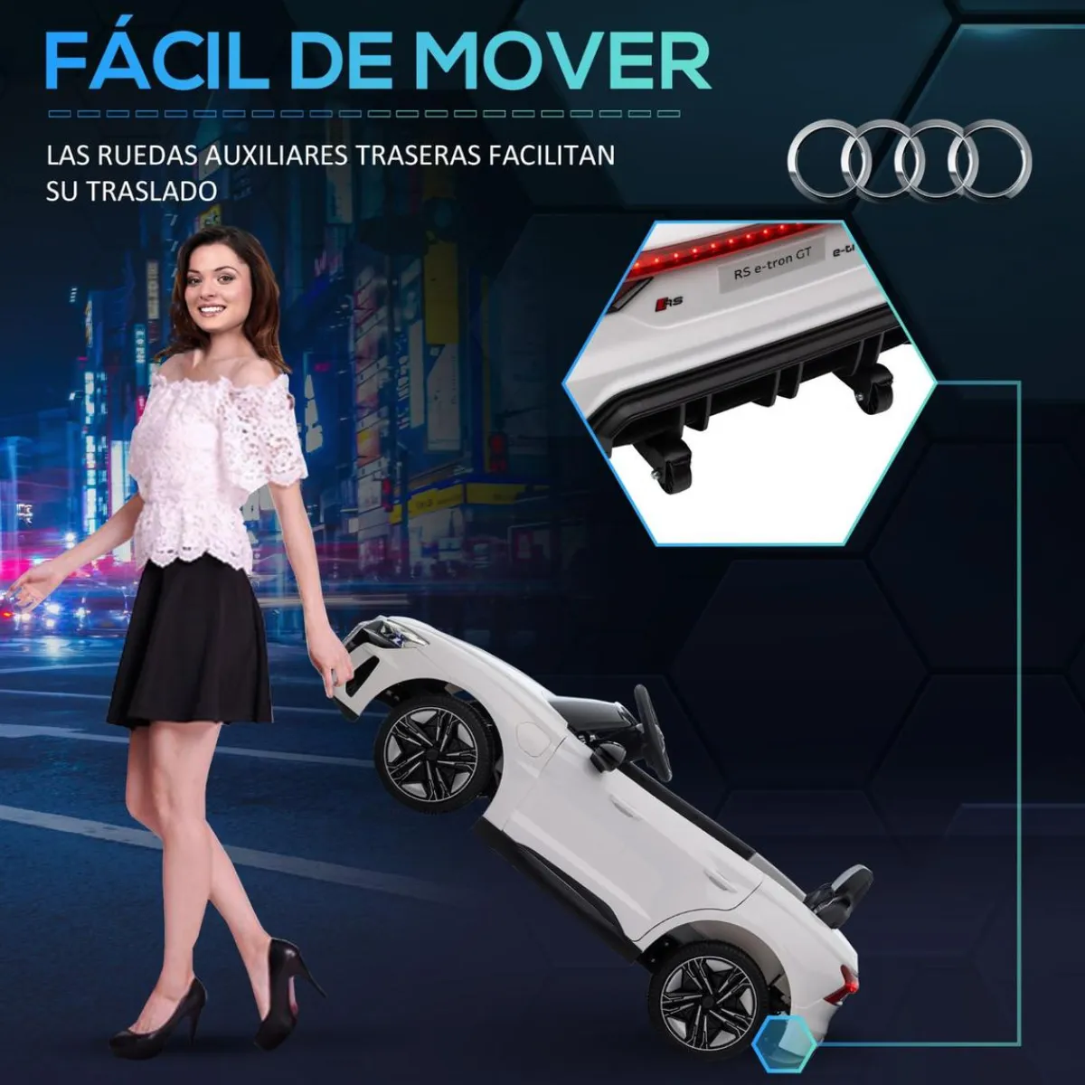 - Coche eléctrico Audi RS e-tron GT blanco*Homcom New